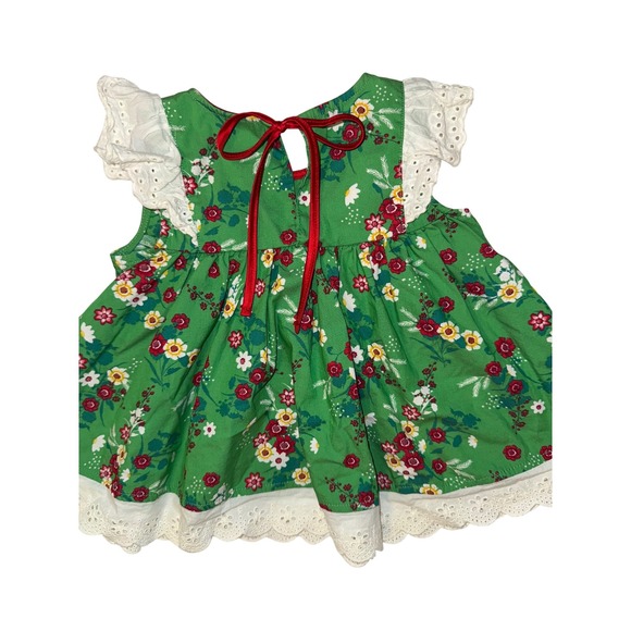 Wildflowers Clothing Co Girls Happy Go Lucky Festive Fern Floral Dress Green 12M - Picture 3 of 6